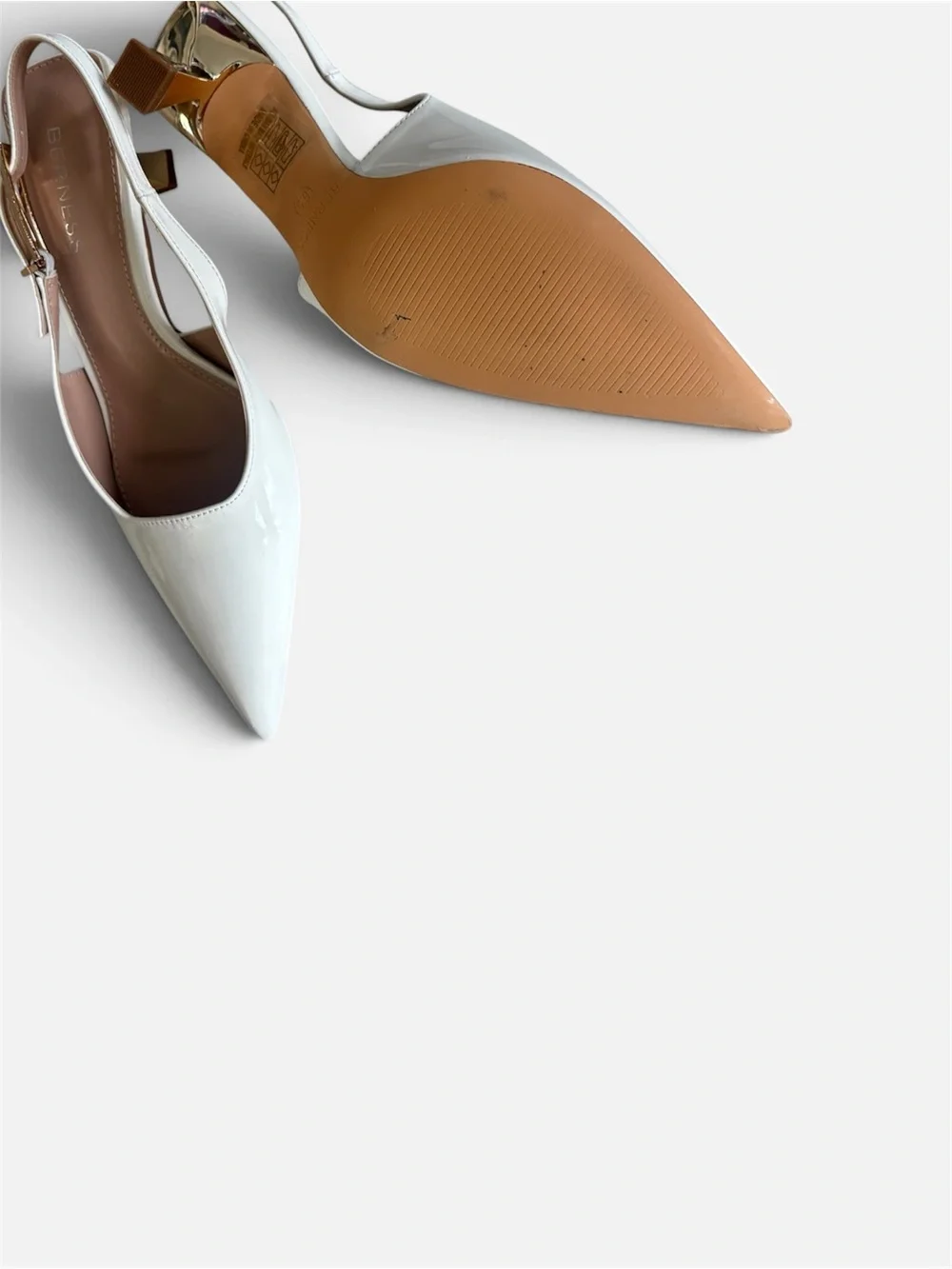 White Patent Slingback Heels